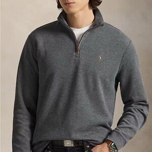 Polo Ralph Lauren men's XL cotton 1/4 Zip sweater dark green signature pony logo
